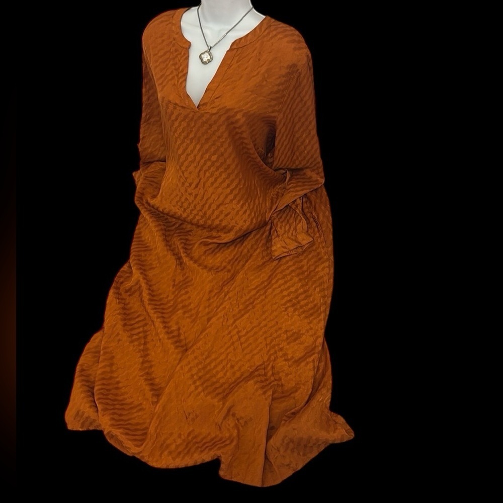 Cream  Midi Long-Sleeve Jacquard Tinsley Kaftan Dress Sz 46